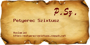 Petyerec Szixtusz névjegykártya